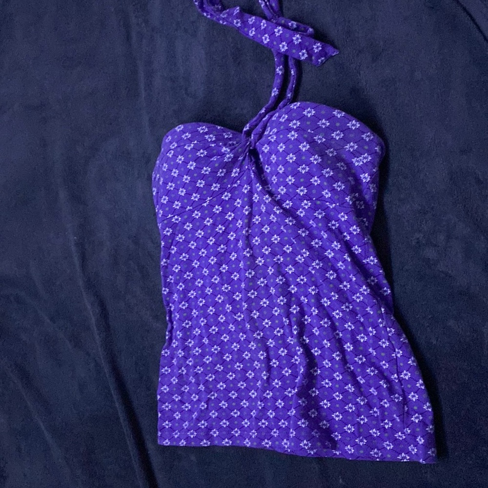 Medium purple halter crop top with pattern